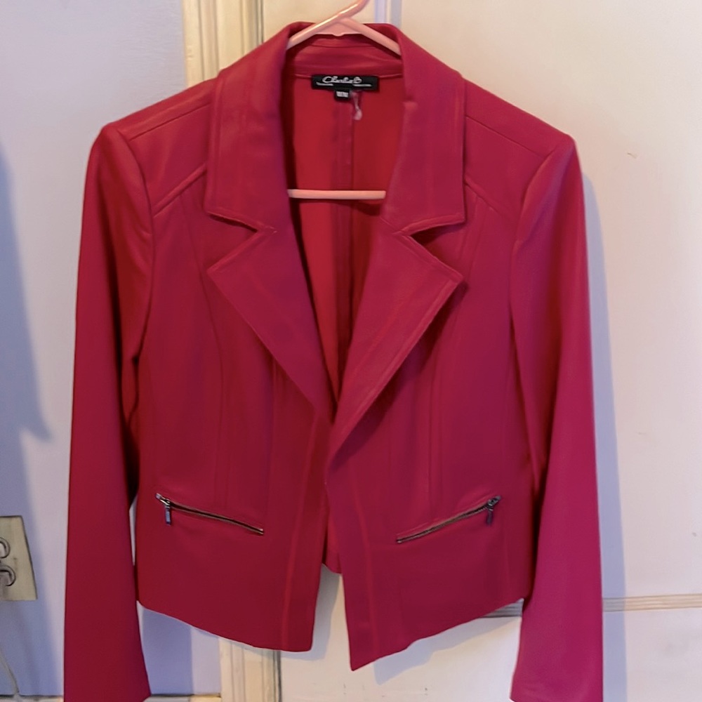 Pink pleather jacket with zipped pockets